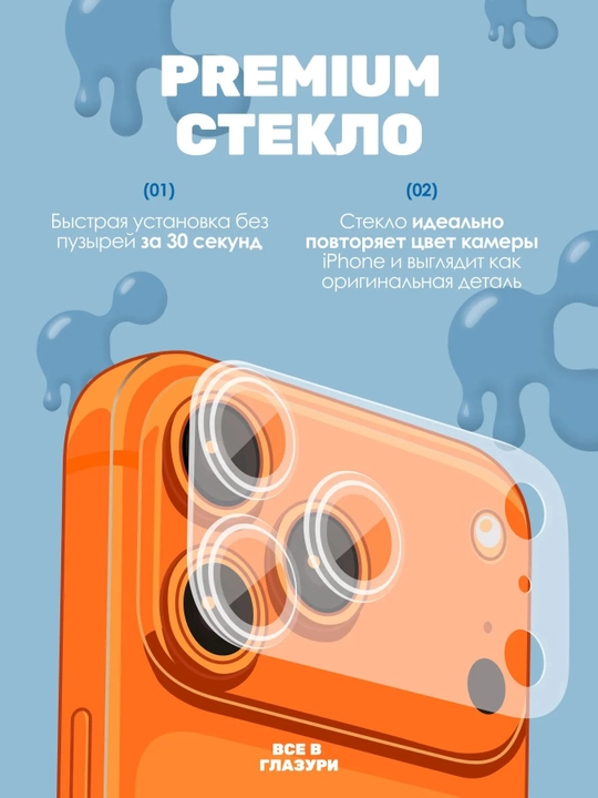 IPhone 17 Pro Max Orange uchun "GLAZUR" kamera himoya oynasi