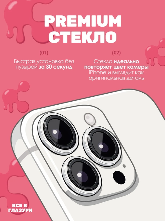 IPhone 15 Pro/15 Pro Max Natural Titanium uchun "GLAZUR" kamera himoya oynasi