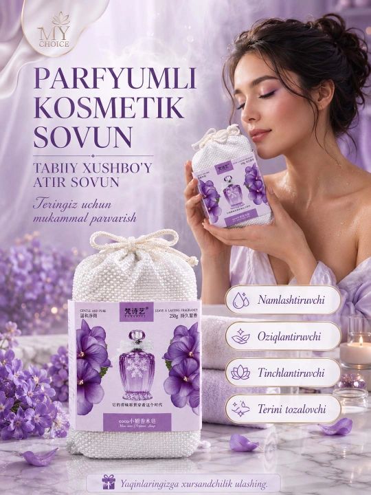 Parfyumli atir Sovun. Tabiiy va xushbo‘y kosmetik 21 xil sovunlar to'plami, 250 gr