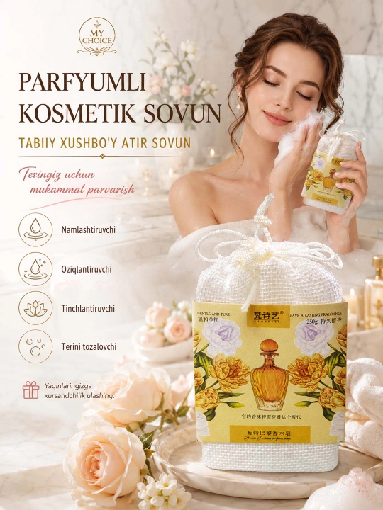 Parfyumli atir Sovun. Tabiiy va xushbo‘y kosmetik 21 xil sovunlar to'plami, 250 gr