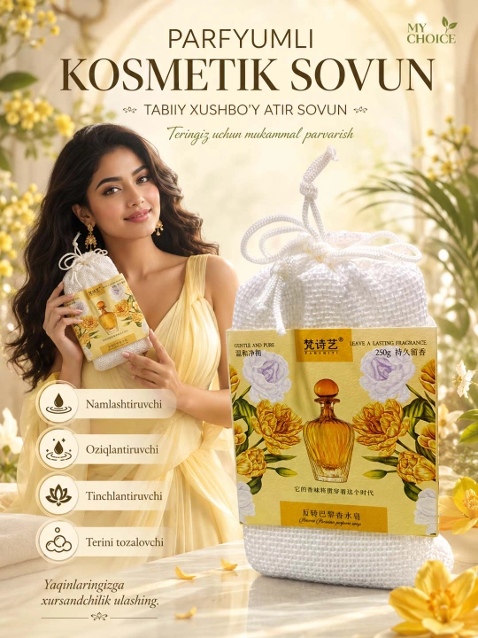 Parfyumli atir Sovun. Tabiiy va xushbo‘y kosmetik 21 xil sovunlar to'plami, 250 gr