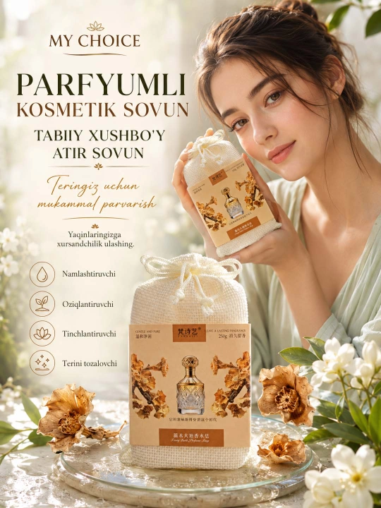 Parfyumli atir Sovun. Tabiiy va xushbo‘y kosmetik 21 xil sovunlar to'plami, 250 gr