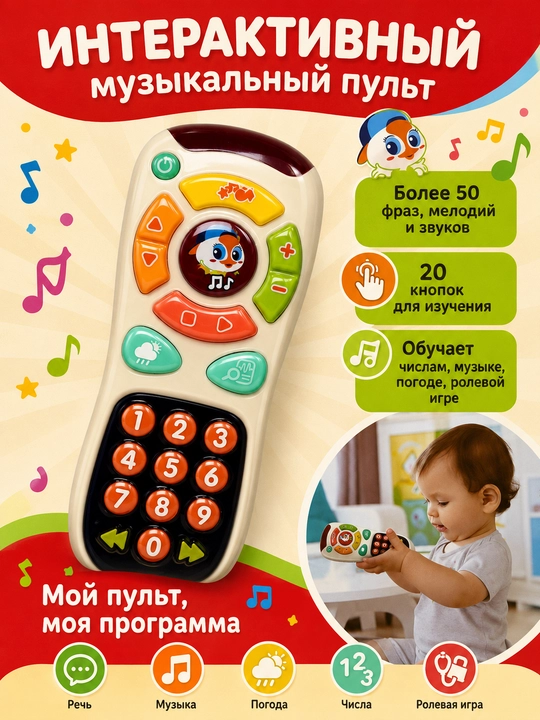 Bolalar uchun interaktiv musiqiy pult, oʻyinchoq, rivojlantiruvchi pult - 