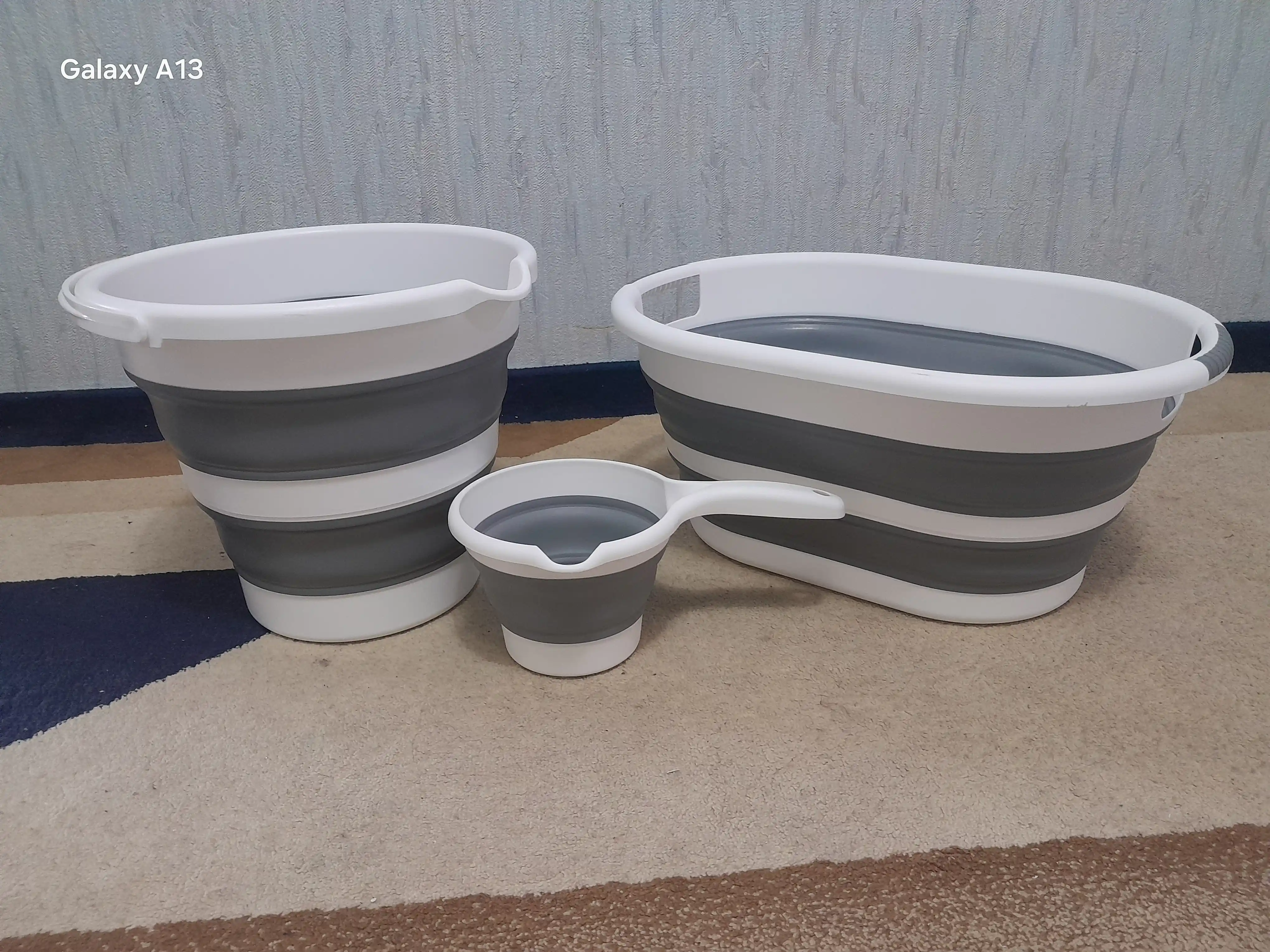 Yig‘iladigan plastik chelak,cho'mich va tog‘ora, silikon, 5 litr, 10 litr va 15 litrli