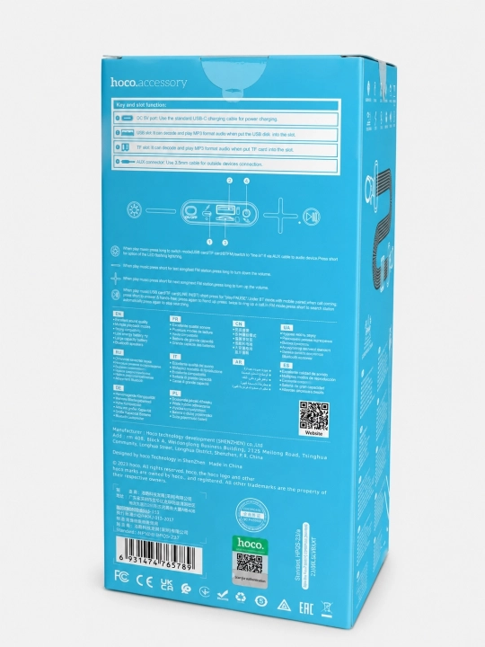 Hoco HC16 portativ Bluetooth kolonkasi — RGB yoritgich va Bluetooth 5.3 texnologiyasiga ega