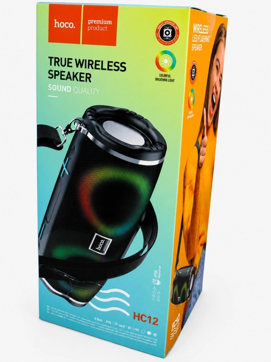Hoco HC16 portativ Bluetooth kolonkasi — RGB yoritgich va Bluetooth 5.3 texnologiyasiga ega
