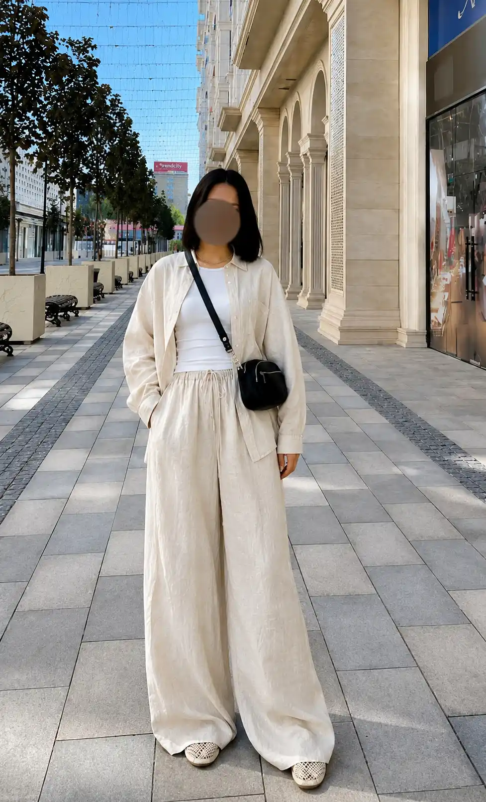 Ayollar uchun yozgi kiyimi 2 qismli, shim-koylak, erkin uslub, ofis, sayr, kundalik moda