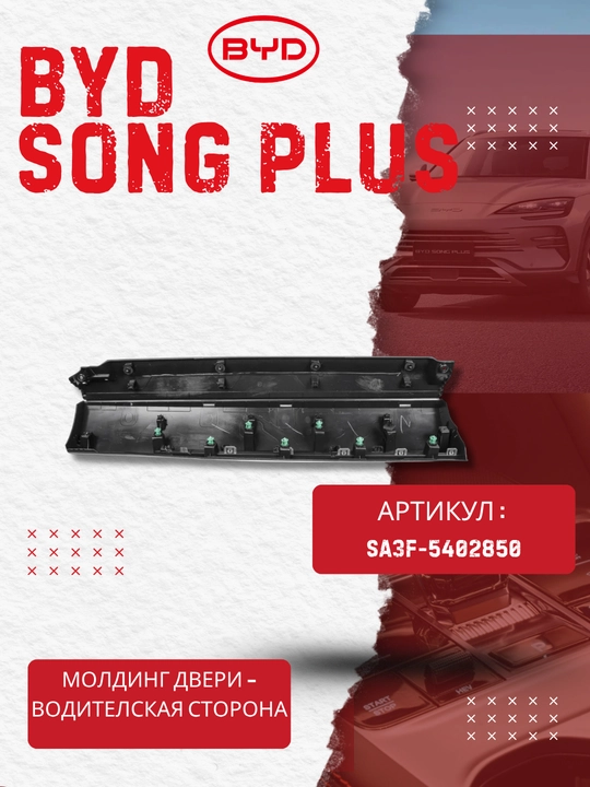 Молдинг задней левой двери BYD SONG PLUS SA3F-5402850 (пластмас)