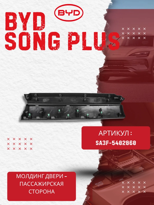 Молдинг задней правой двери BYD SONG PLUS SA3F-5402860 (пластмас)