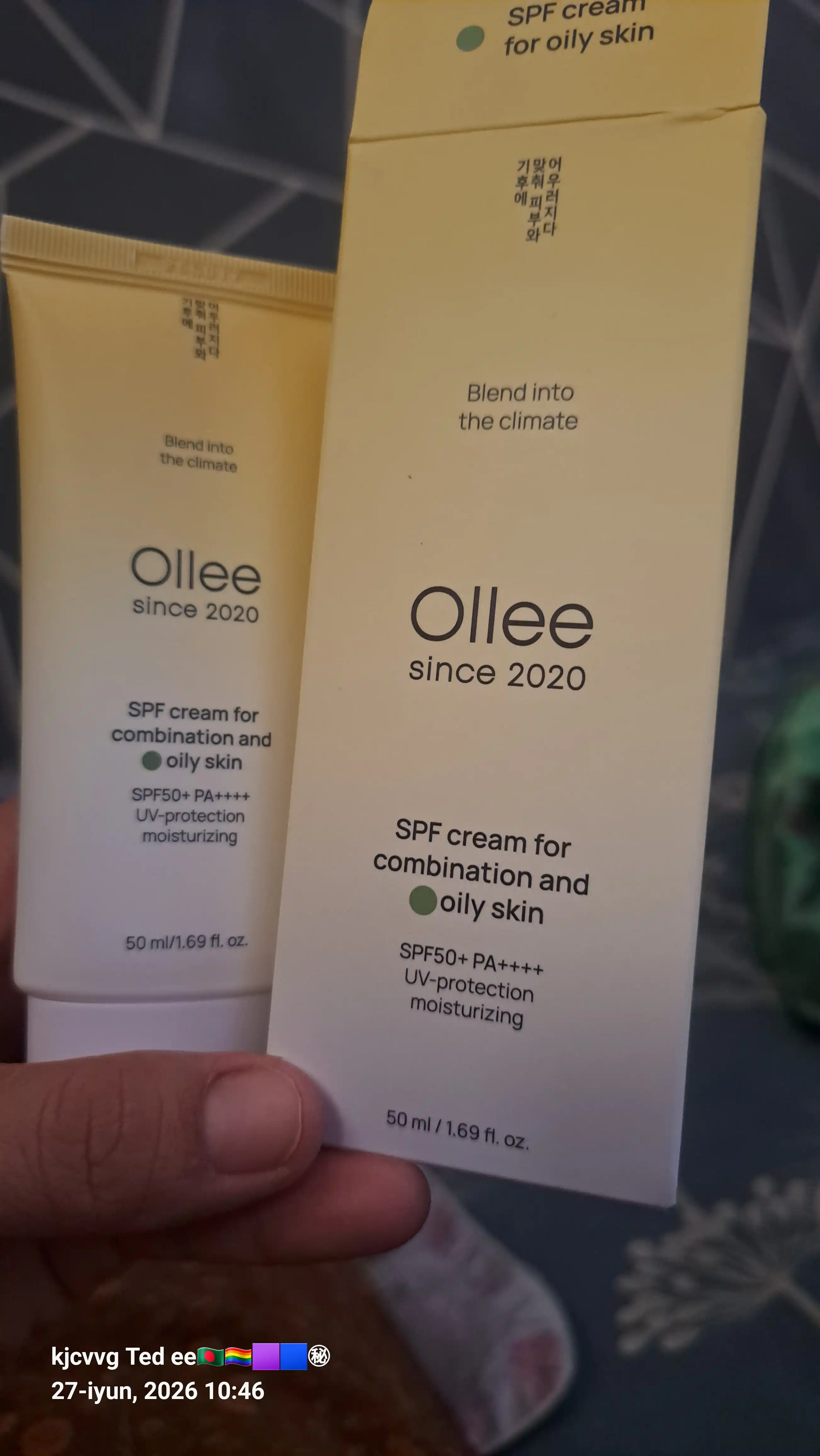 Krem SPF50+ quyoshdan himoya yog‘li, quruq va kombinatsiyalangan teri uchun OLLEE 50 ml