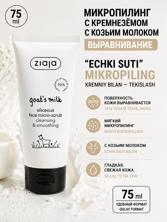 “Echki suti” mikropiling kremniy bilan — tekislash — 75 ml