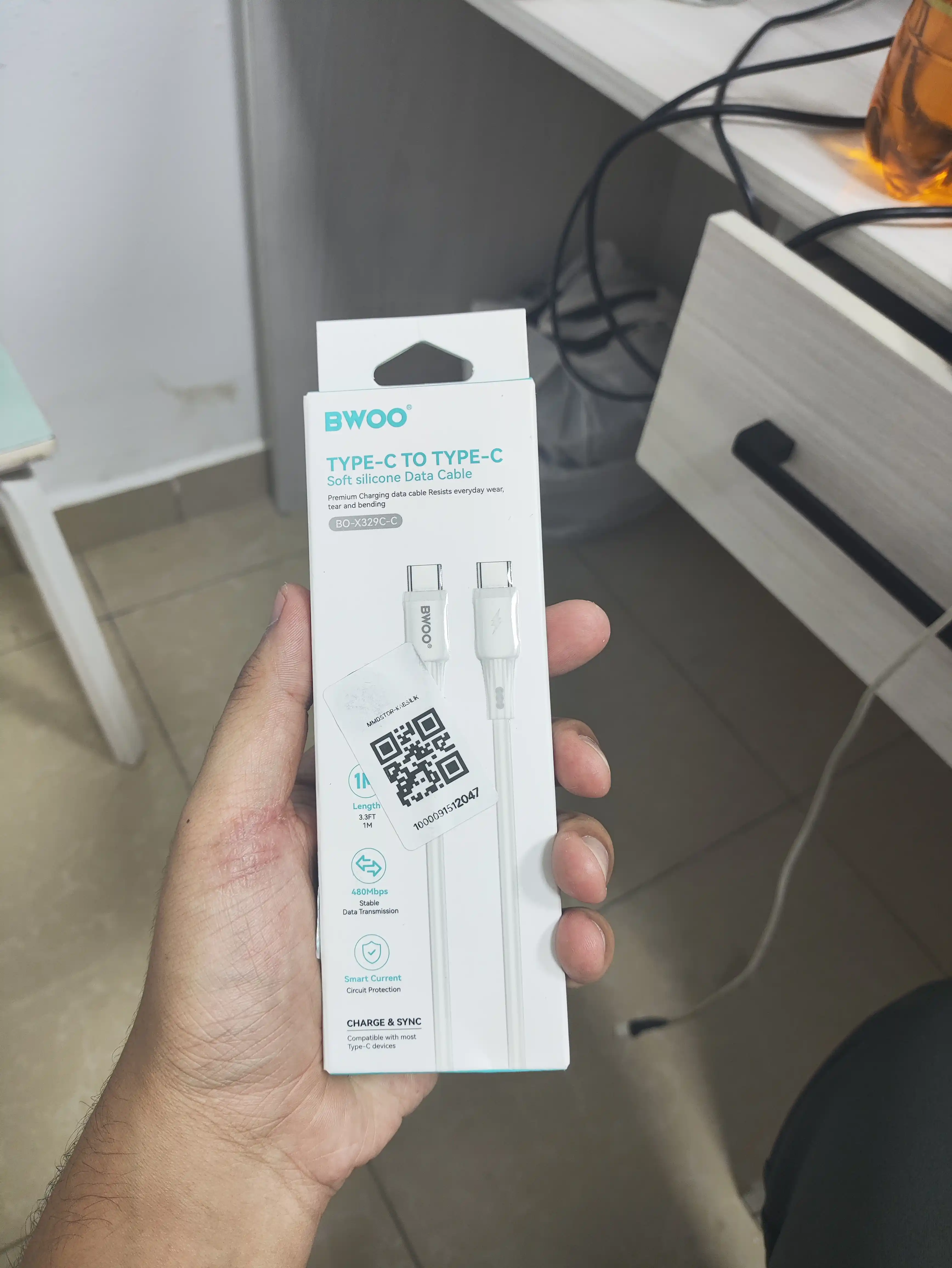 BWOO BO-X329C Type-C dan Type-C gacha kabeli 65W, 1 m, PD, silikon, tezkor zaryadlash