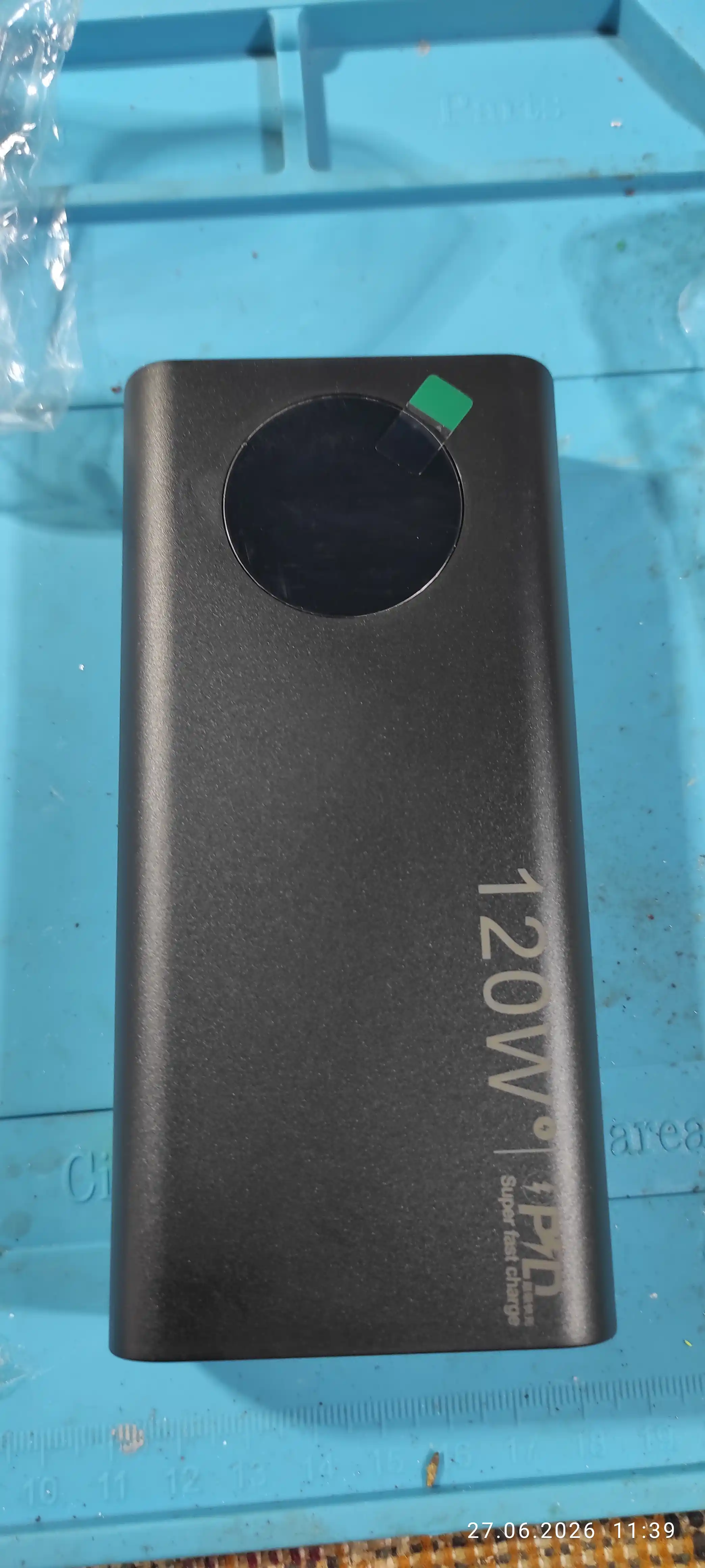 Power Bank 30000 mAh, qora rang, tashqi batareya, portativ zaryadlovchi, USB‑A, USB‑C