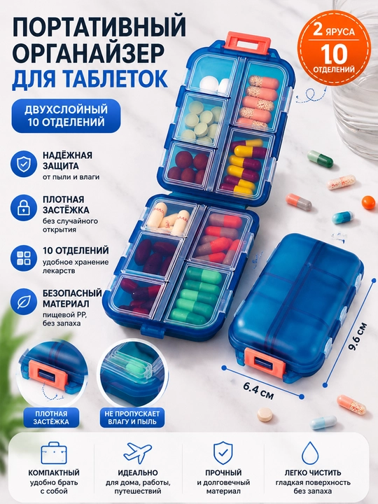 Tabletkalar, vitaminlar va ko'chma tabletka qutilarini tashkil qilish va saqlash