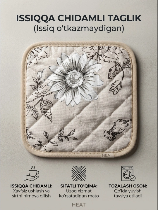 Issiq idish-tovoqlar va pishiriqlar uchun 2 dona issika chidamli oshxona paxta tutqichlari