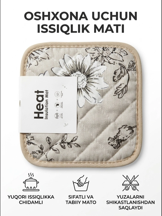 Issiq idish-tovoqlar va pishiriqlar uchun 2 dona issika chidamli oshxona paxta tutqichlari