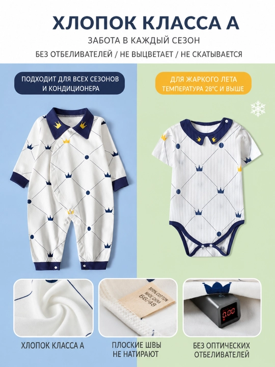 Oq rangli chaqaloqlar uchun kiyimlar to'plami, 15 ta buyum, 100% paxta