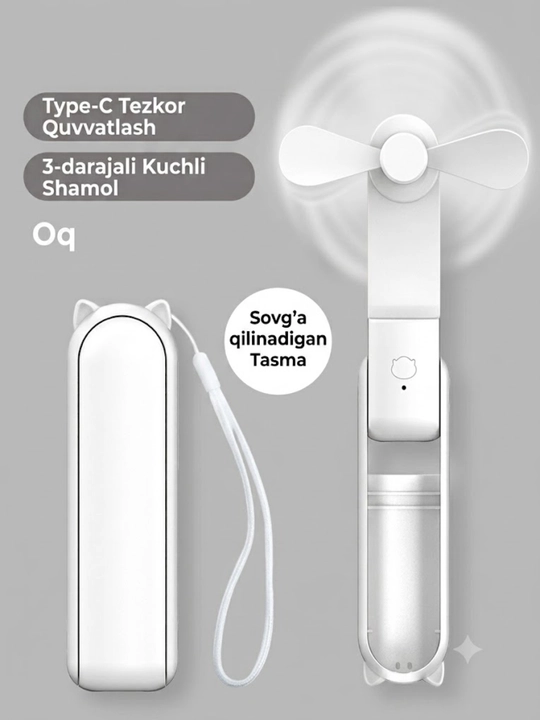 Mini ventilyator, qo'lda ushlab turiladigan va stol ustiga, USB, ko'chma, ixcham. yengil - 