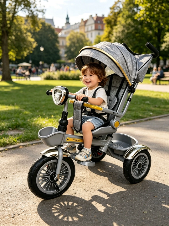 Bolalar velosipedi, uch g'ildirakli velosiped, uch g'ildirakli aravacha, savat bilan