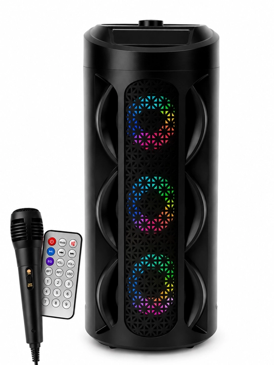 Bluetooth Karaoke kolonka RGB yoritish mikrofon va pult bilan simsiz portativ kolonka