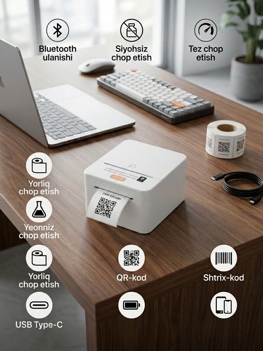 Bluetooth termal yorliq printeri iTech T1