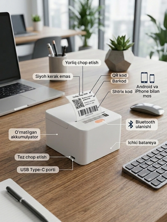 Bluetooth termal yorliq printeri iTech T1