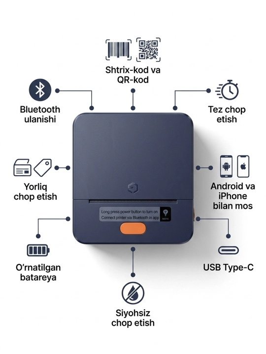 Bluetooth termal yorliq printeri iTech T1