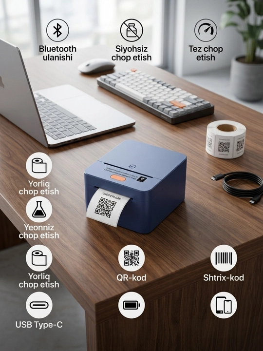 Bluetooth termal yorliq printeri iTech T1