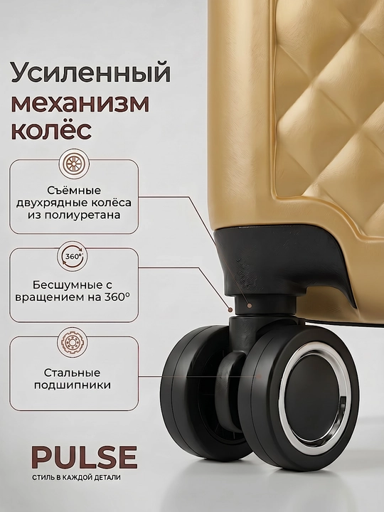 Sayohat chamadoni S M L, kodli qulfli, ABS-plastikdan tayyorlangan  360° g‘ildirakli