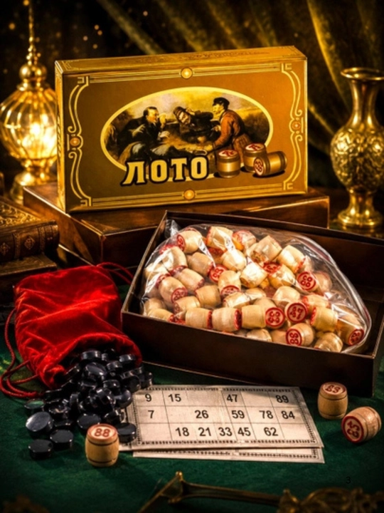 Лото, настольная игра Лото, настольная игра, чаша, деревянный утюг и кардан - 