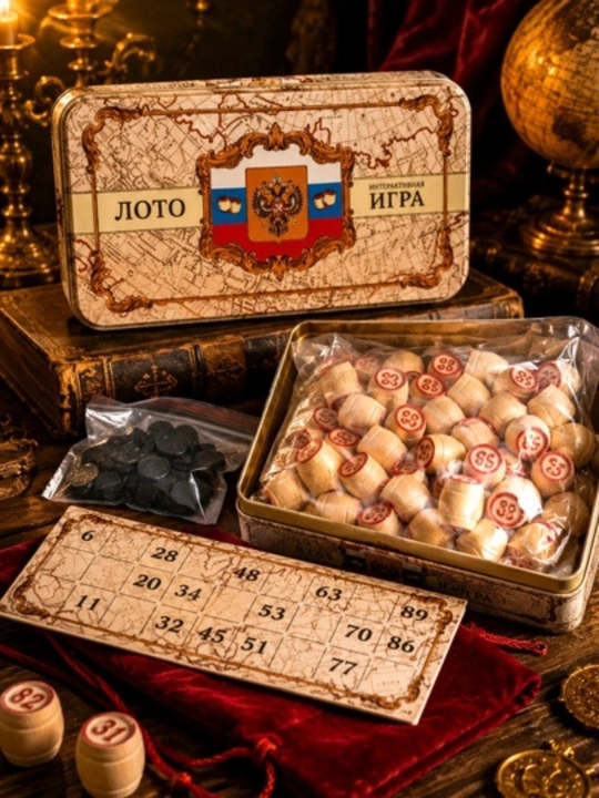 Лото, настольная игра Лото, настольная игра, чаша, деревянный утюг и кардан - 