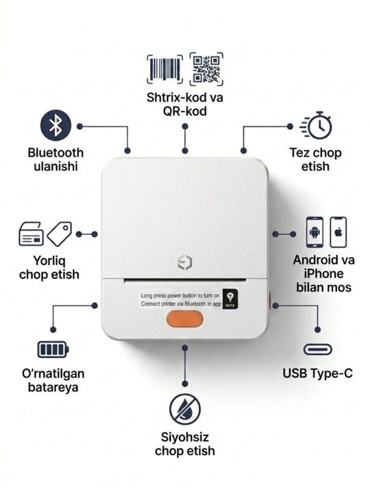 Bluetooth termal yorliq printeri iTech T1