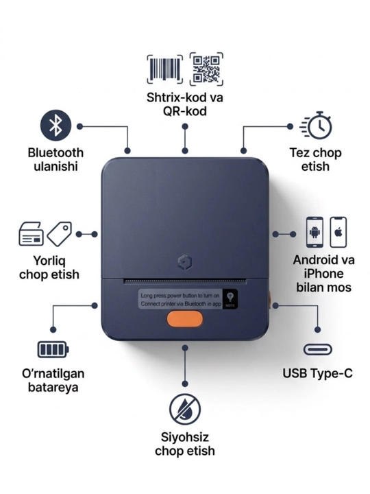 Bluetooth termal yorliq printeri iTech T1