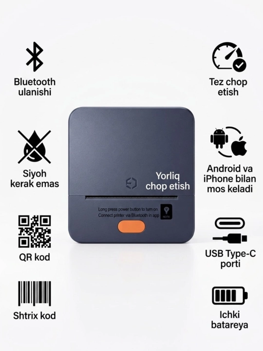 Bluetooth termal yorliq printeri iTech T1