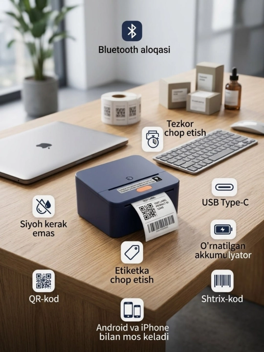 Bluetooth termal yorliq printeri iTech T1