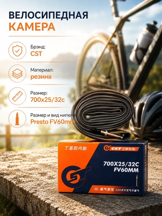 Камера для шоссейных велосипедов 700х25/32с - 