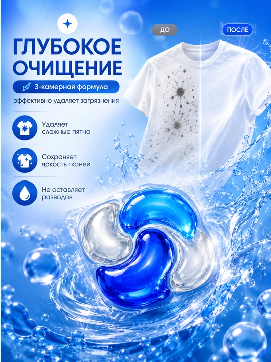Универсальные капсулы для стирки Jasmine Care 8x, 40 шт, разные ароматы