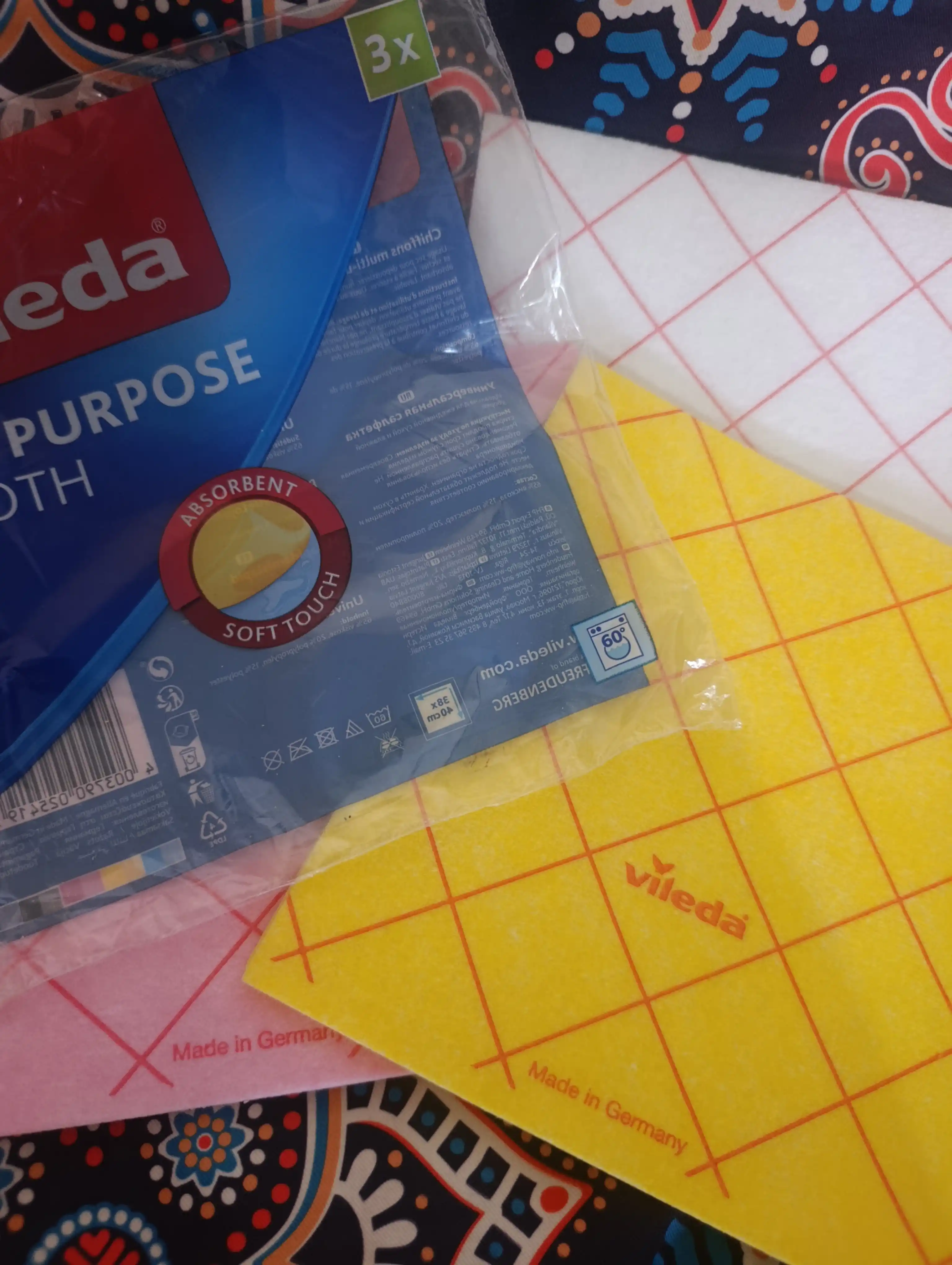 Набор, универсальных, салфеток Vileda Allpurpose Cloth,3 шт, для уборки дома