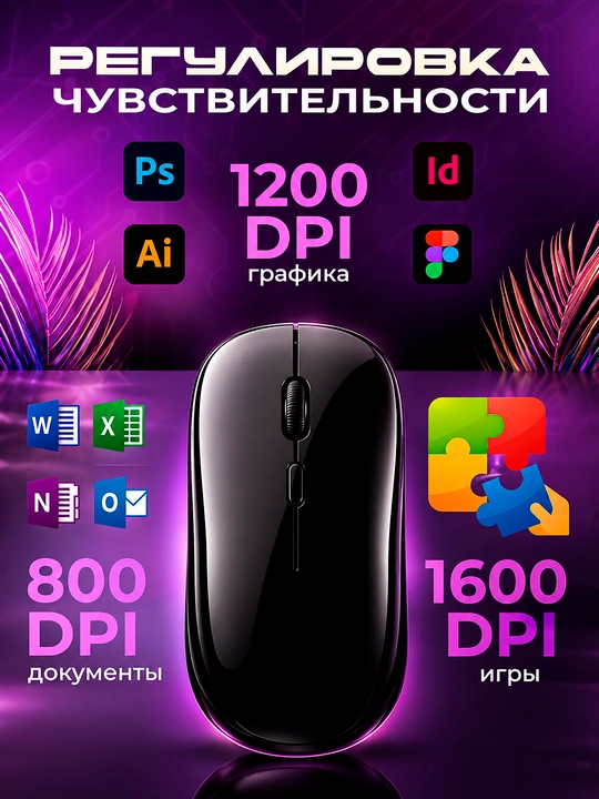 Imsiz sichqoncha Bluetooth +2.4G RGB jim ishlaydigan Type-C noutbuk kompyuter Mac uchun