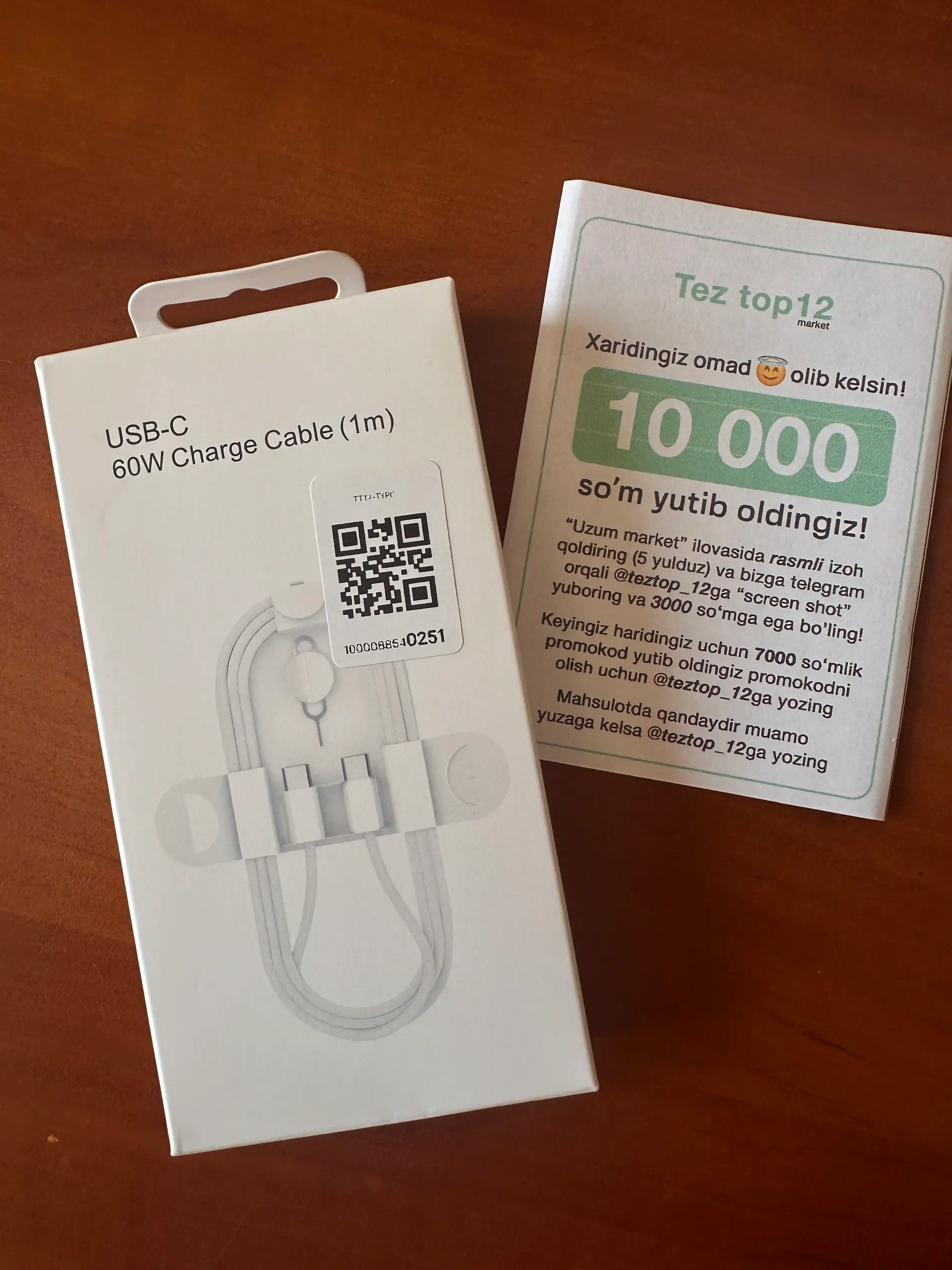 IPhone uchun Type-C to Type-C kabel 60W iPhone zaryadchik USB-C - iPhone 15,16 pro/pro max