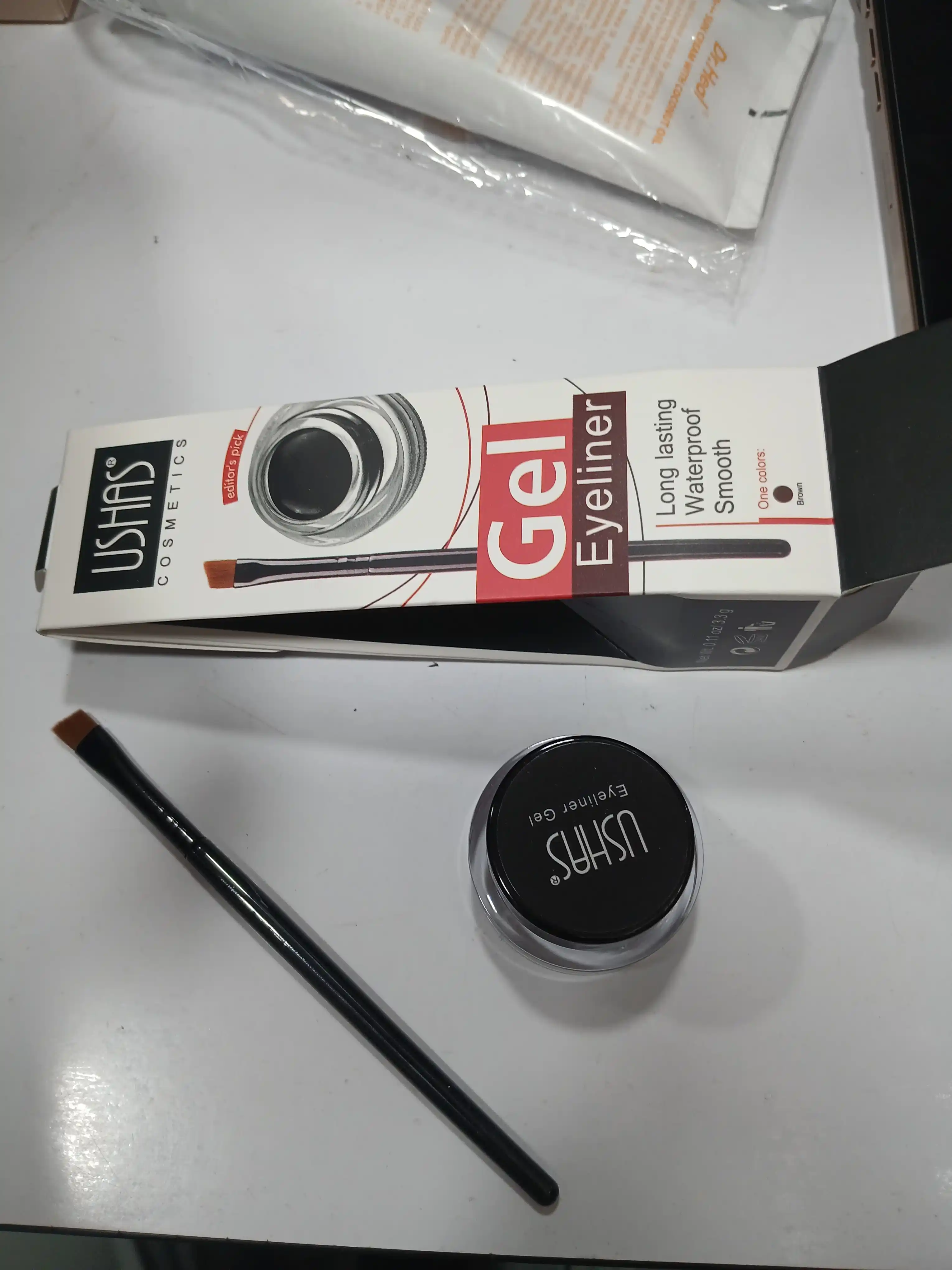 Гелевая подводка для глаз и бровей USHAS, водостойкий gel eyeliner, коричневая