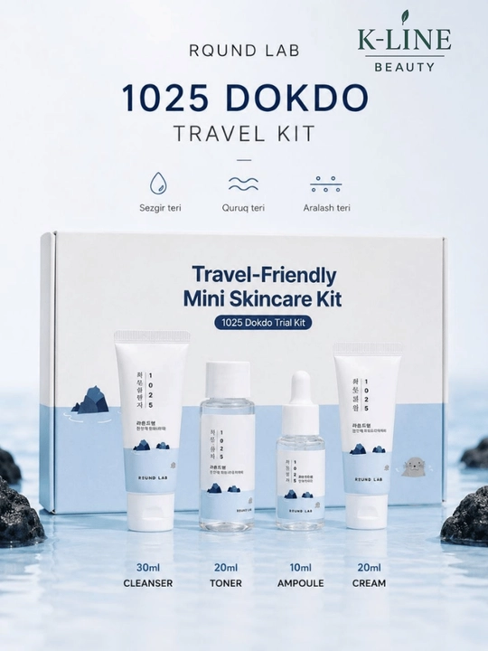 ROUND LAB NABOR - round lab travel kit: dokdo, birch, pine bilan koreys kosmetika to'plami - 