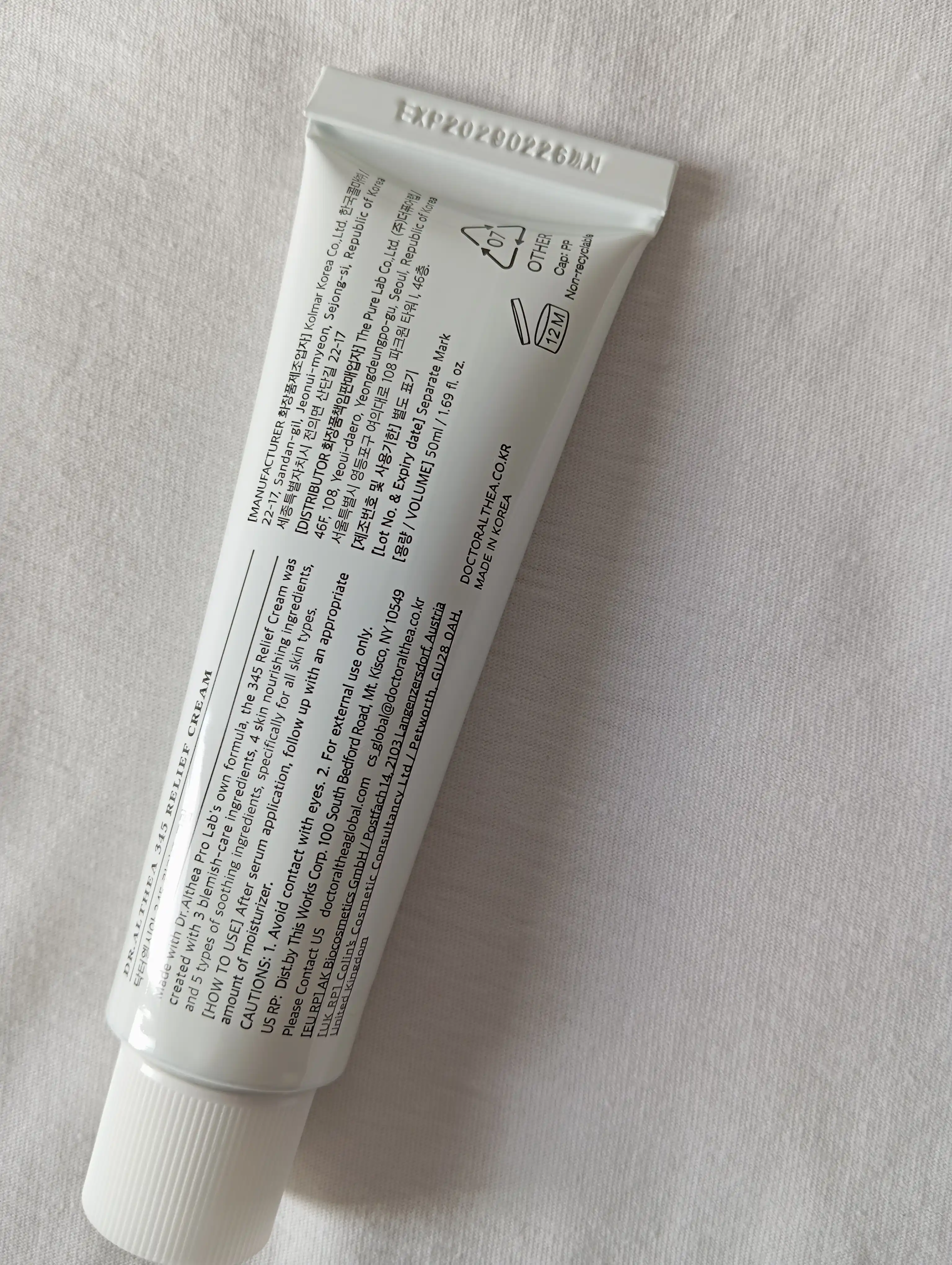 Dr. Althea 345 Relief Cream 50 мл , дневной крем для чувствительной кожи , Корея