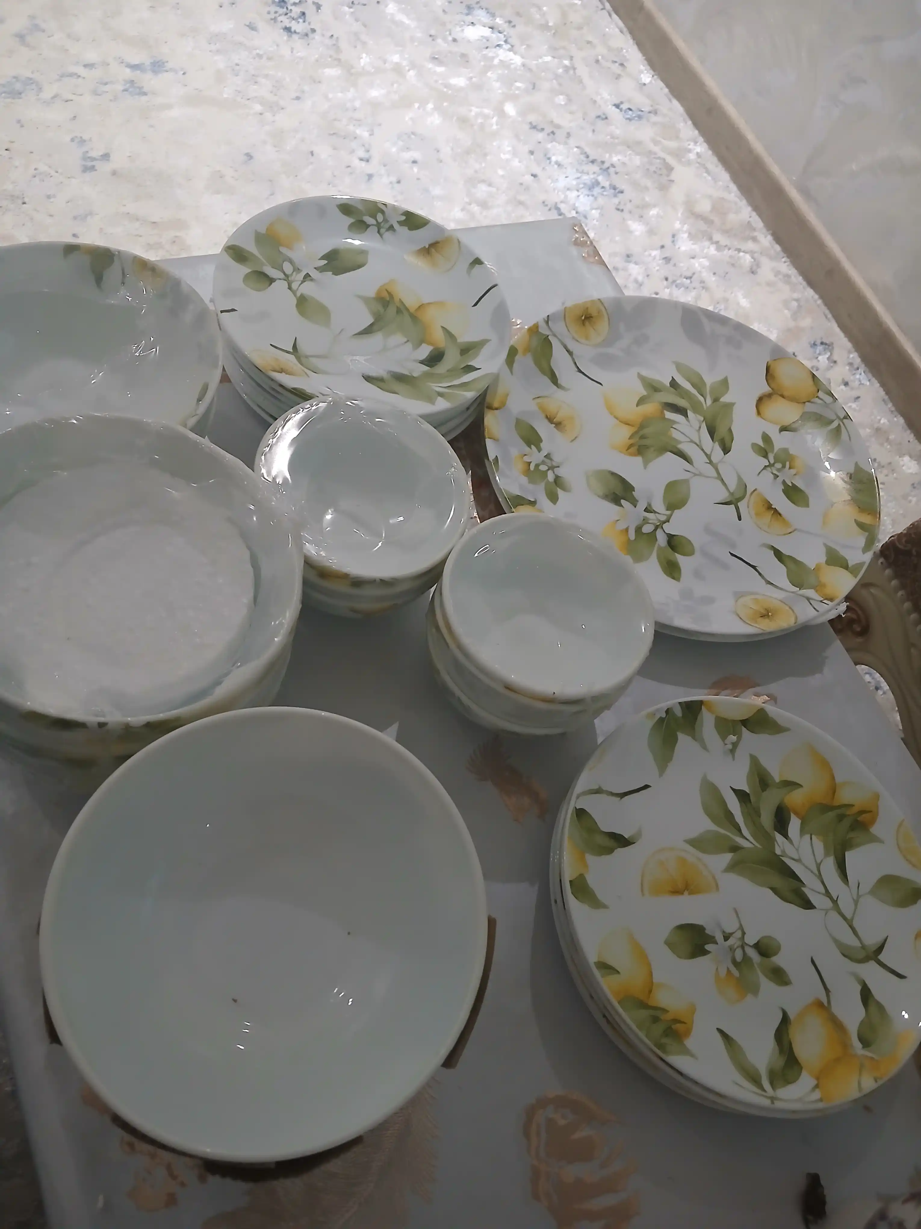 6-12 kishilik idish-tovoqlar to‘plami, 30-62 dona, opal shisha