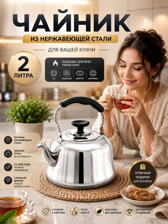 Zanglamaydigan po‘latdan yasalgan choynak-qahvadan, 1, 1,5,2, 3, 5 L - 