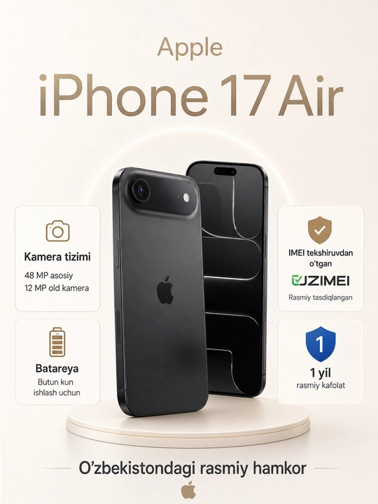 Smartfon Apple iPhone 17 Air 256 GB (eSim), Black - 