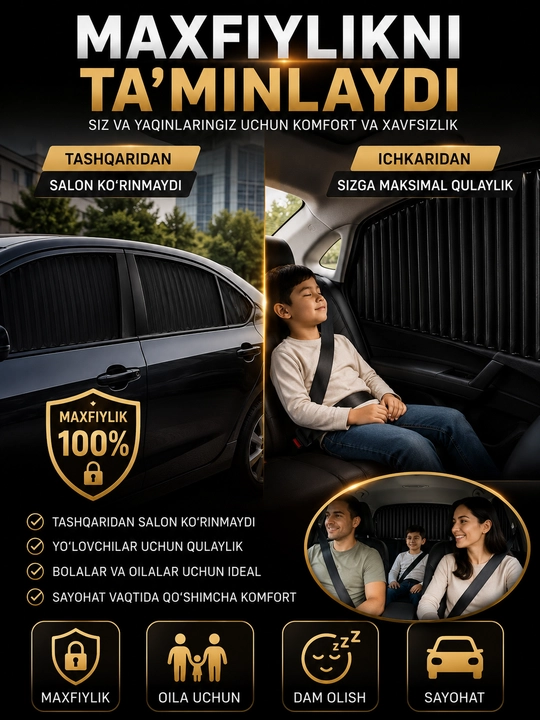 Автомобильные шторки 4 штуки, магнитные,универсальные, авто шторки, защита от солнца, жары