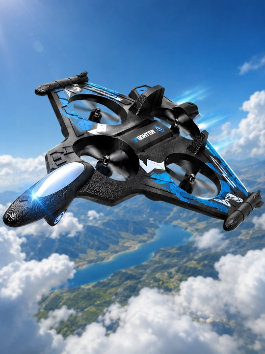 360° Fighter dron samolyoti RC pultli, LED chiroqli bolalar uchun o'yinchoq