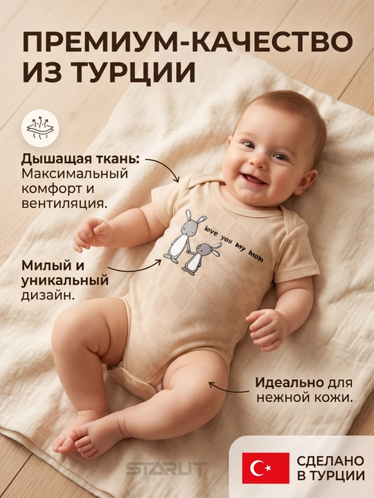Chaqaloqlar uchun kalta yengli bodi, paxta,nafas oluvchi, o‘g‘il va qiz bolalar uchun bodi - 