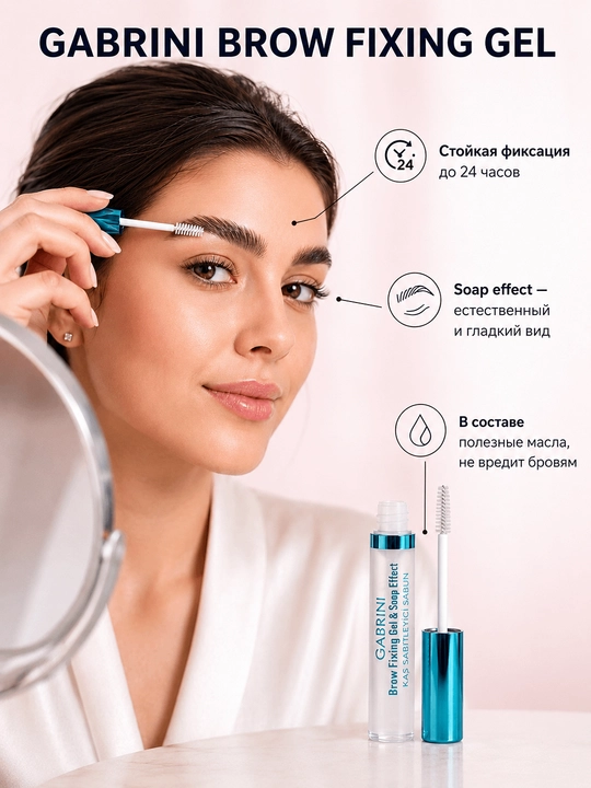 Gabrini Brow Fixing Gel & Soap Effect Qosh Fiksatsiya Geli, 12 ml - 